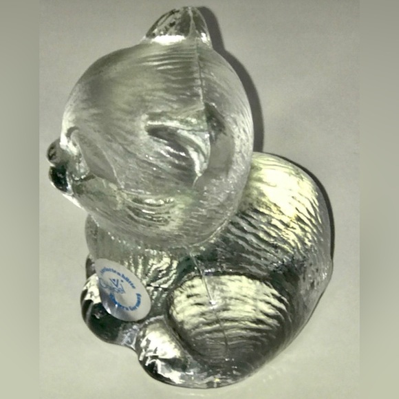 Vintage Antique Hallmarked Signed Solid Clear Glass German GOEBEL CAT FIGURINE - Picture 5 of 10